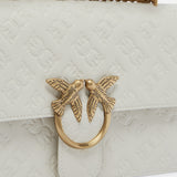 Borsa Love Bag a tracolla in pelle con logo 100941A1YB Z14Q PINKO Bianco seta-antique gold 