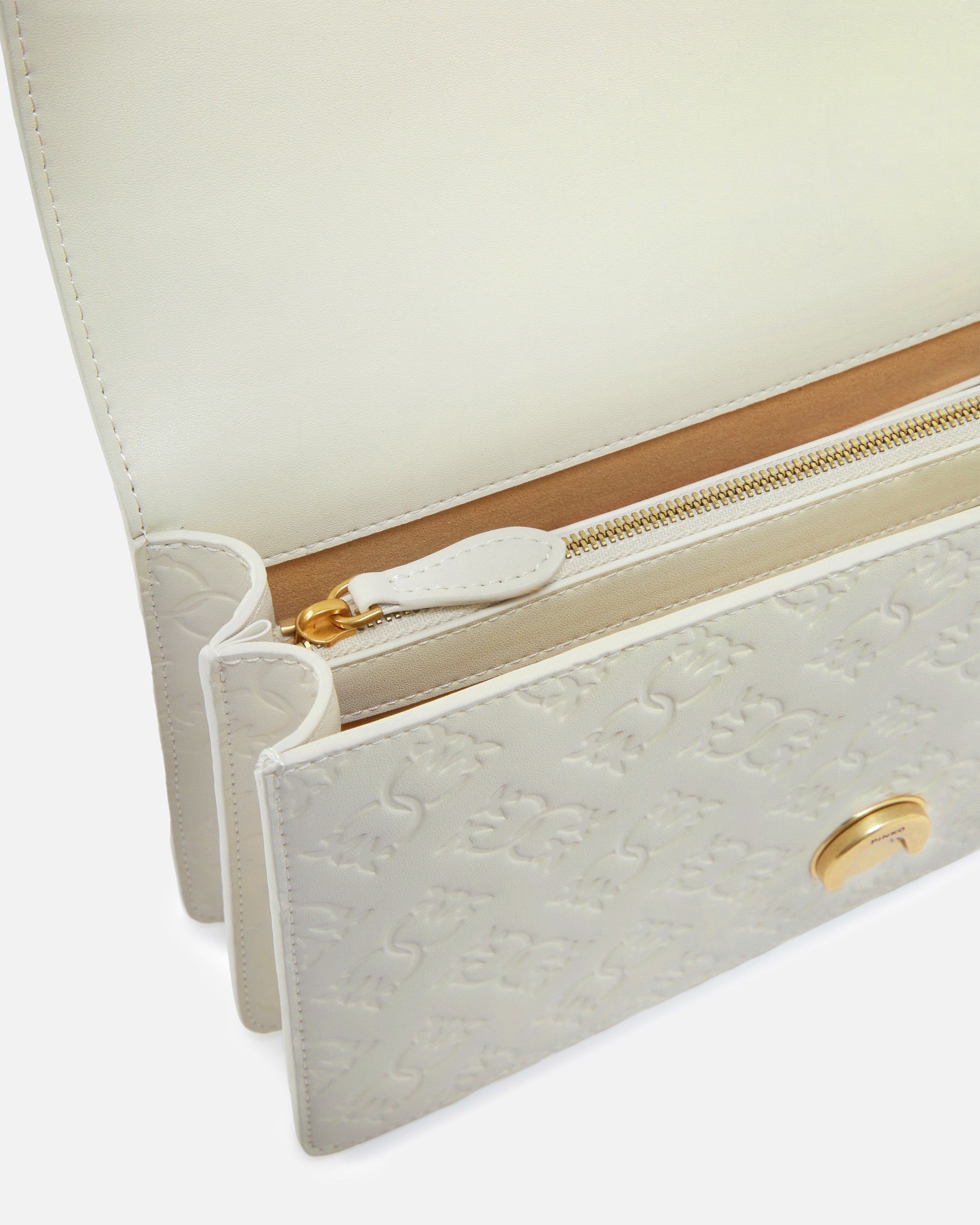 Borsa Love Bag a tracolla in pelle con logo 100941A1YB Z14Q PINKO Bianco seta-antique gold 