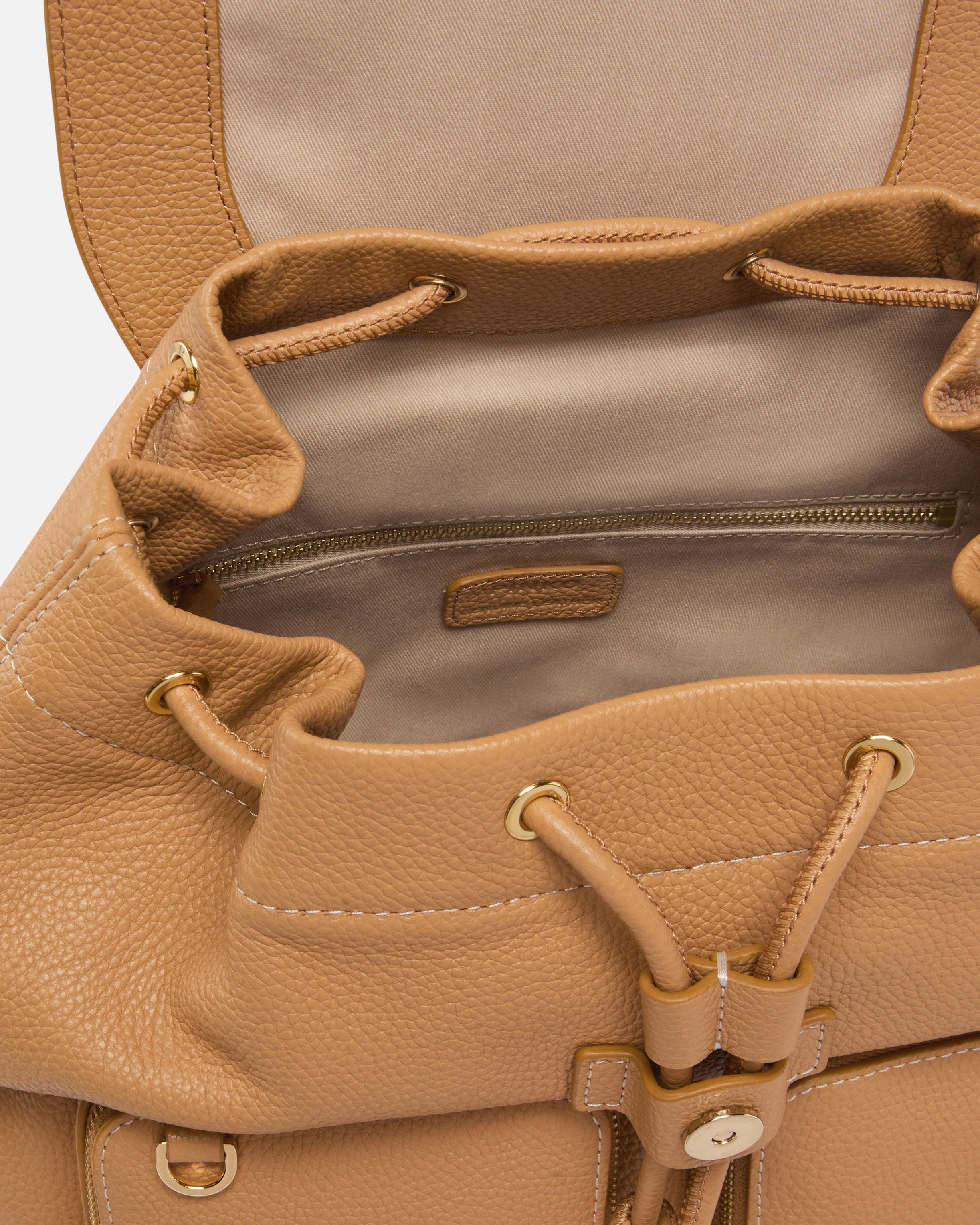 Zainetto multitasche in pelle bottalata 104351A1LF C83Q PINKO Torrone-antique gold 