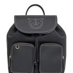 Zainetto multitasche in pelle bottalata 104351A1LF Z99Q PINKO Nero-antique gold 
