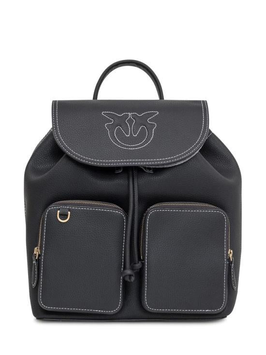 Zainetto multitasche in pelle bottalata 104351A1LF Z99Q PINKO Nero-antique gold 