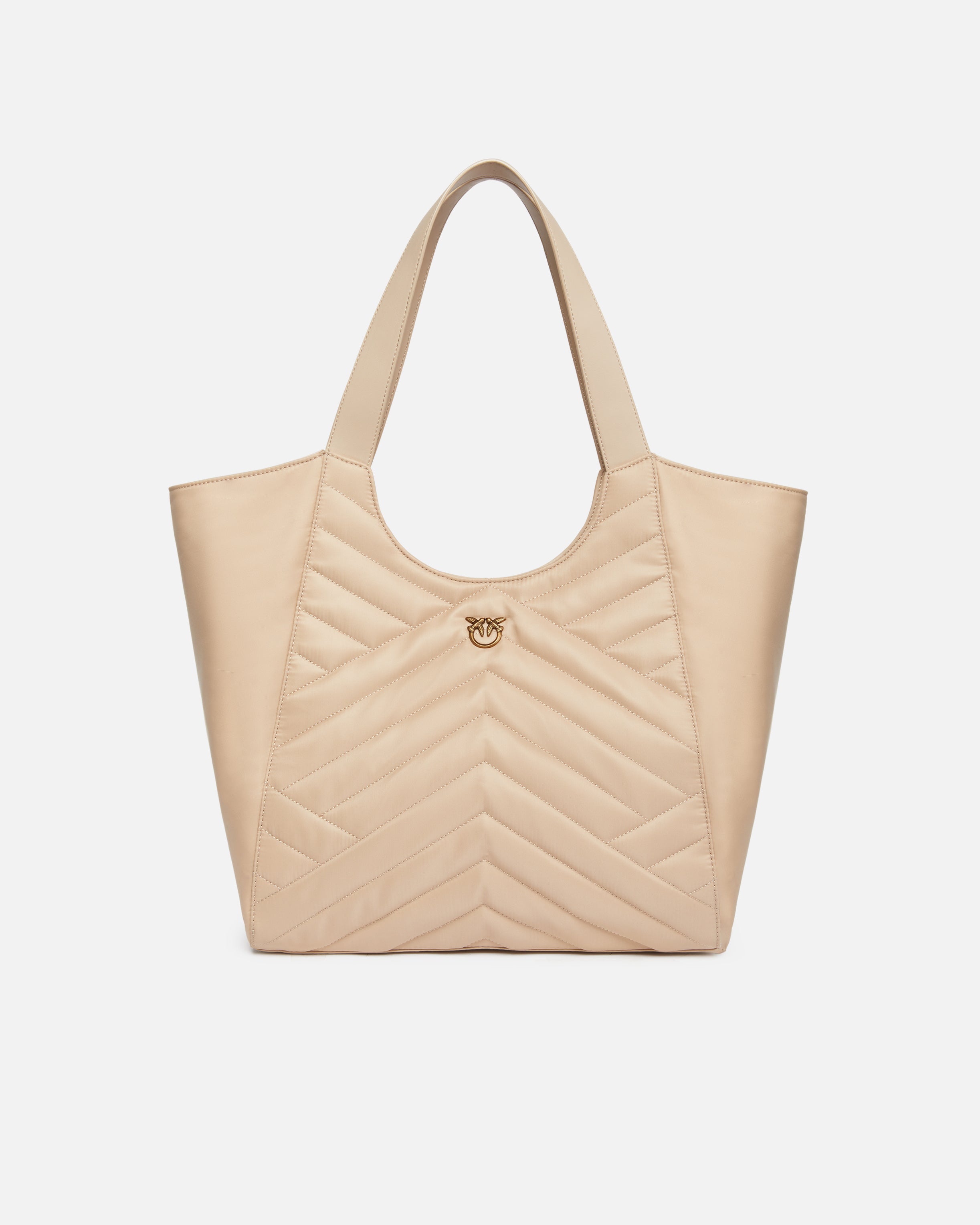 Borsa shopper in tessuto riciclato trapunta puzzle 104536A1EU C50Q PINKO Begie-grigio fumo antique 