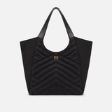 Borsa shopper in tessuto riciclato trapunta puzzle 104536A1EU Z99Q PINKO Nero-antique gold 