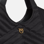Borsa shopper in tessuto riciclato trapunta puzzle 104536A1EU Z99Q PINKO Nero-antique gold 
