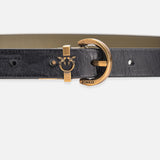 Cintura sottile reversibile in pelle 104592A2BY ZS1Q PINKO Nero/verde/ant.gold 