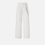 Pantaloni larghi loose fit con catena gioiello 104601A2DO Z04 PINKO Bianco 