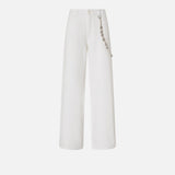 Pantaloni larghi loose fit con catena gioiello 104601A2DO Z04 PINKO Bianco 
