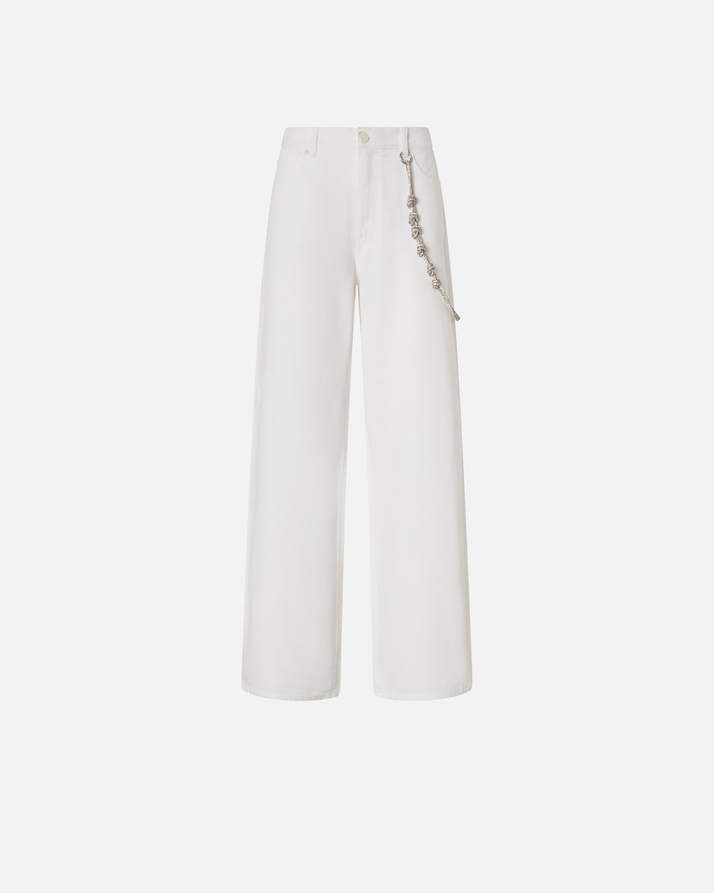 Pantaloni larghi loose fit con catena gioiello 104601A2DO Z04 PINKO Bianco 