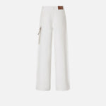 Pantaloni larghi loose fit con catena gioiello 104601A2DO Z04 PINKO Bianco 