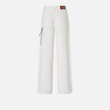 Pantaloni larghi loose fit con catena gioiello 104601A2DO Z04 PINKO Bianco 