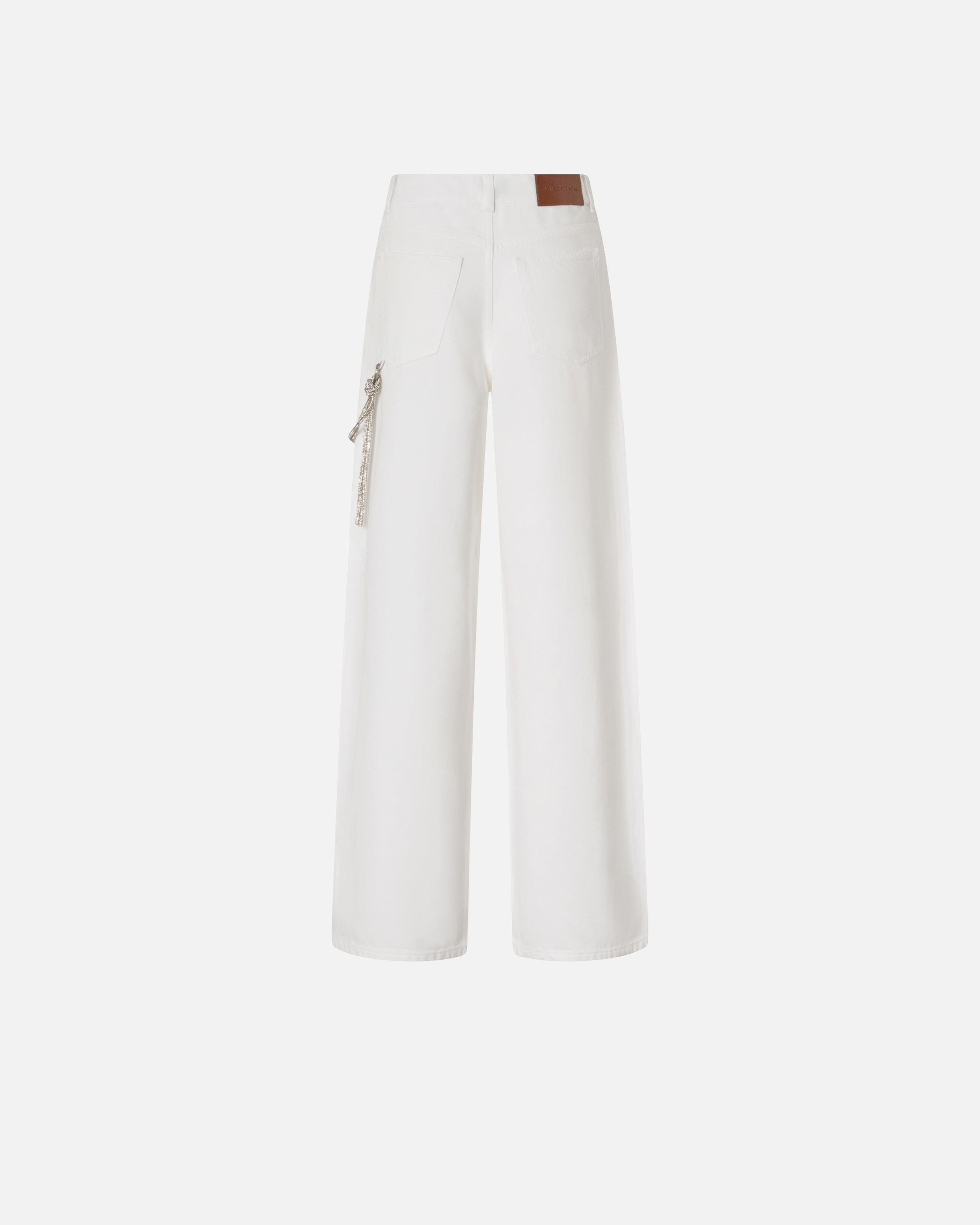 Pantaloni larghi loose fit con catena gioiello 104601A2DO Z04 PINKO Bianco 