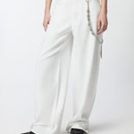 Pantaloni larghi loose fit con catena gioiello 104601A2DO Z04 PINKO Bianco 
