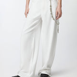 Pantaloni larghi loose fit con catena gioiello 104601A2DO Z04 PINKO Bianco 