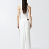Pantaloni larghi loose fit con catena gioiello 104601A2DO Z04 PINKO Bianco 