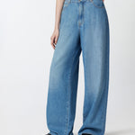 Jeans palazzo in denim medio chiaro 104601A2DR PJO PINKO Lav. medio chiaro 