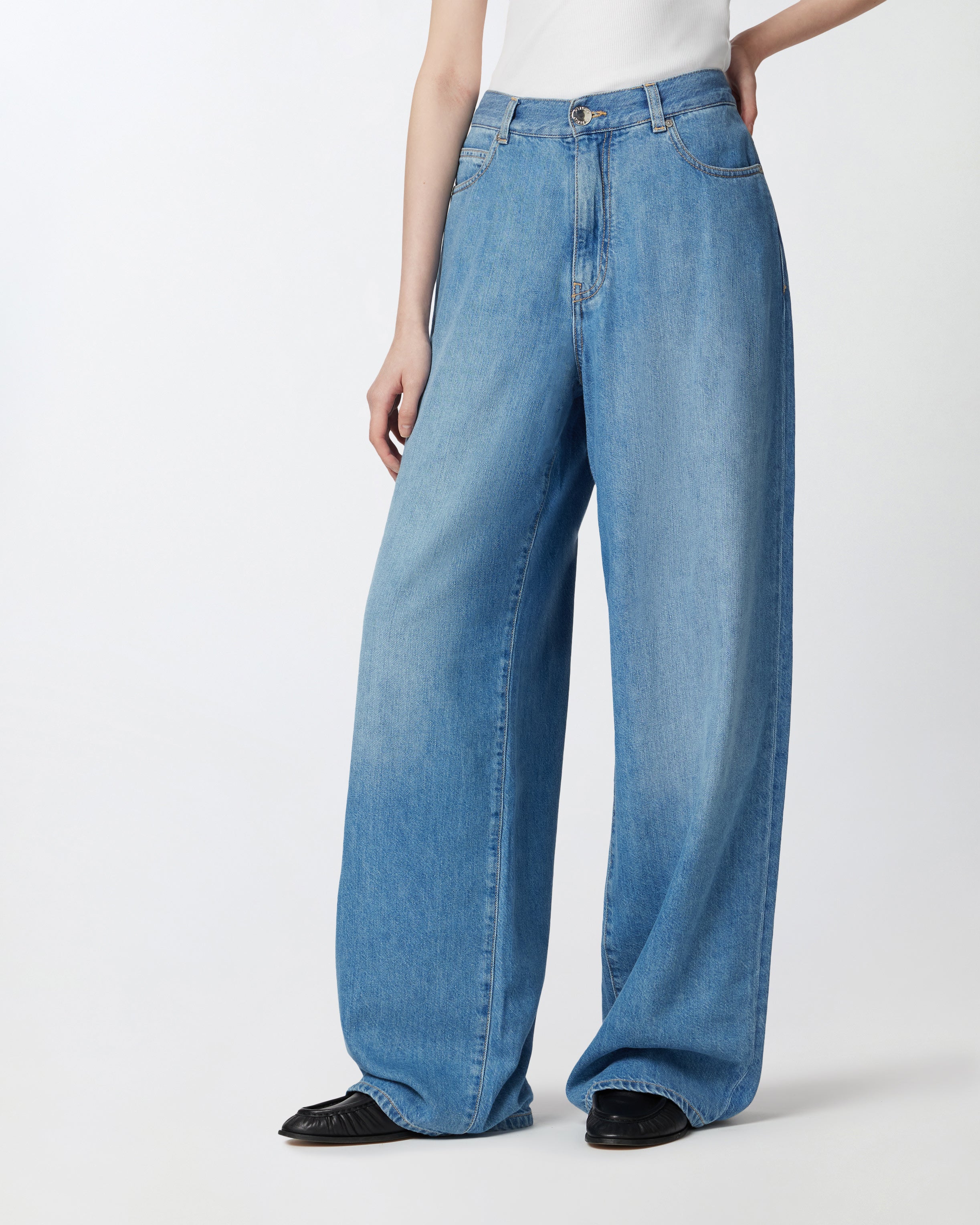 Jeans palazzo in denim medio chiaro 104601A2DR PJO PINKO Lav. medio chiaro 