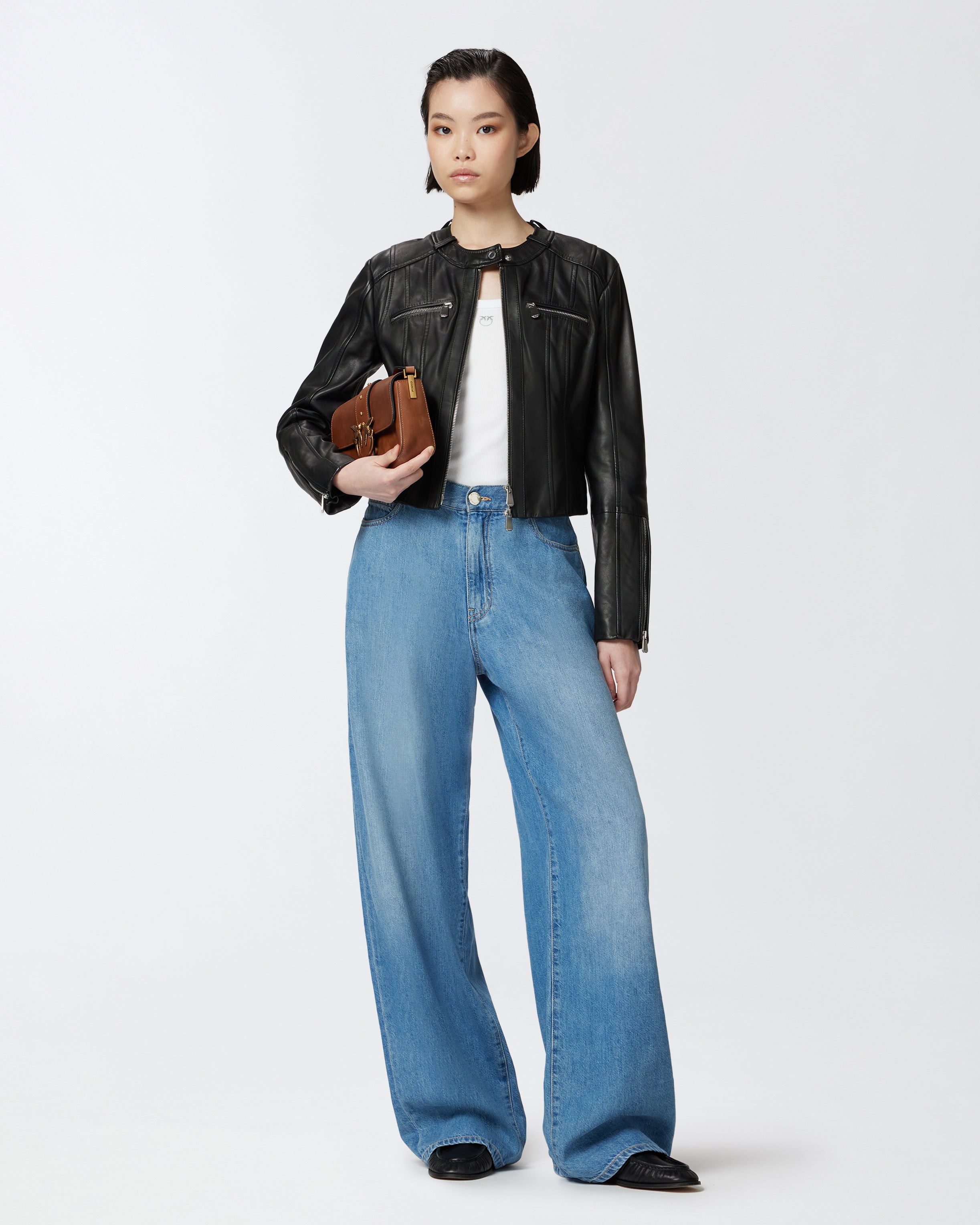 Jeans palazzo in denim medio chiaro 104601A2DR PJO PINKO Lav. medio chiaro 