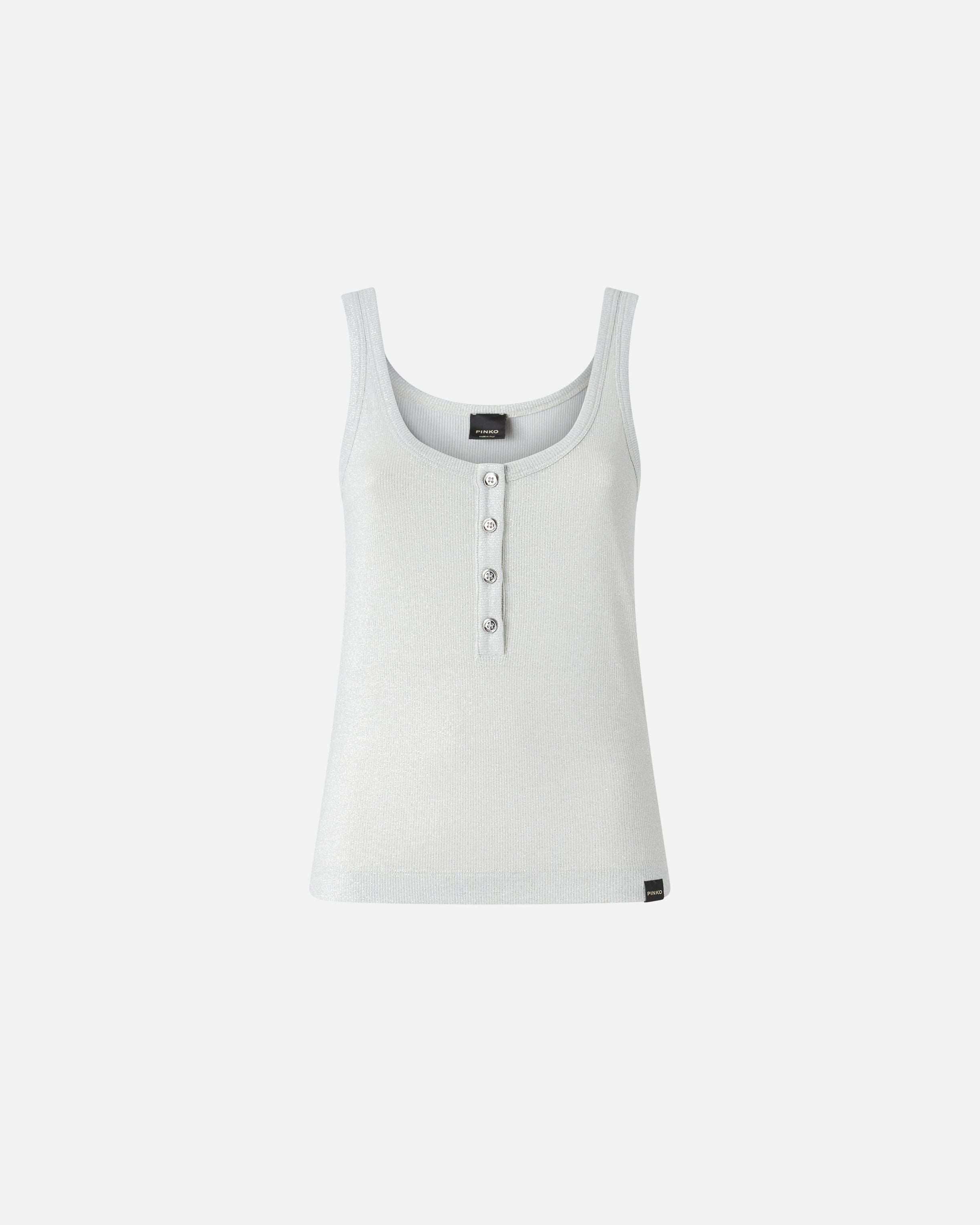 Top a canotta in maglia metallizzata con bottoni 104649A2CQ I17 PINKO Argento-metallizzato 
