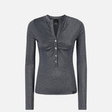 Maglia serafino metallizzata a costine 104651A2CQ EI2 PINKO Blue argento 