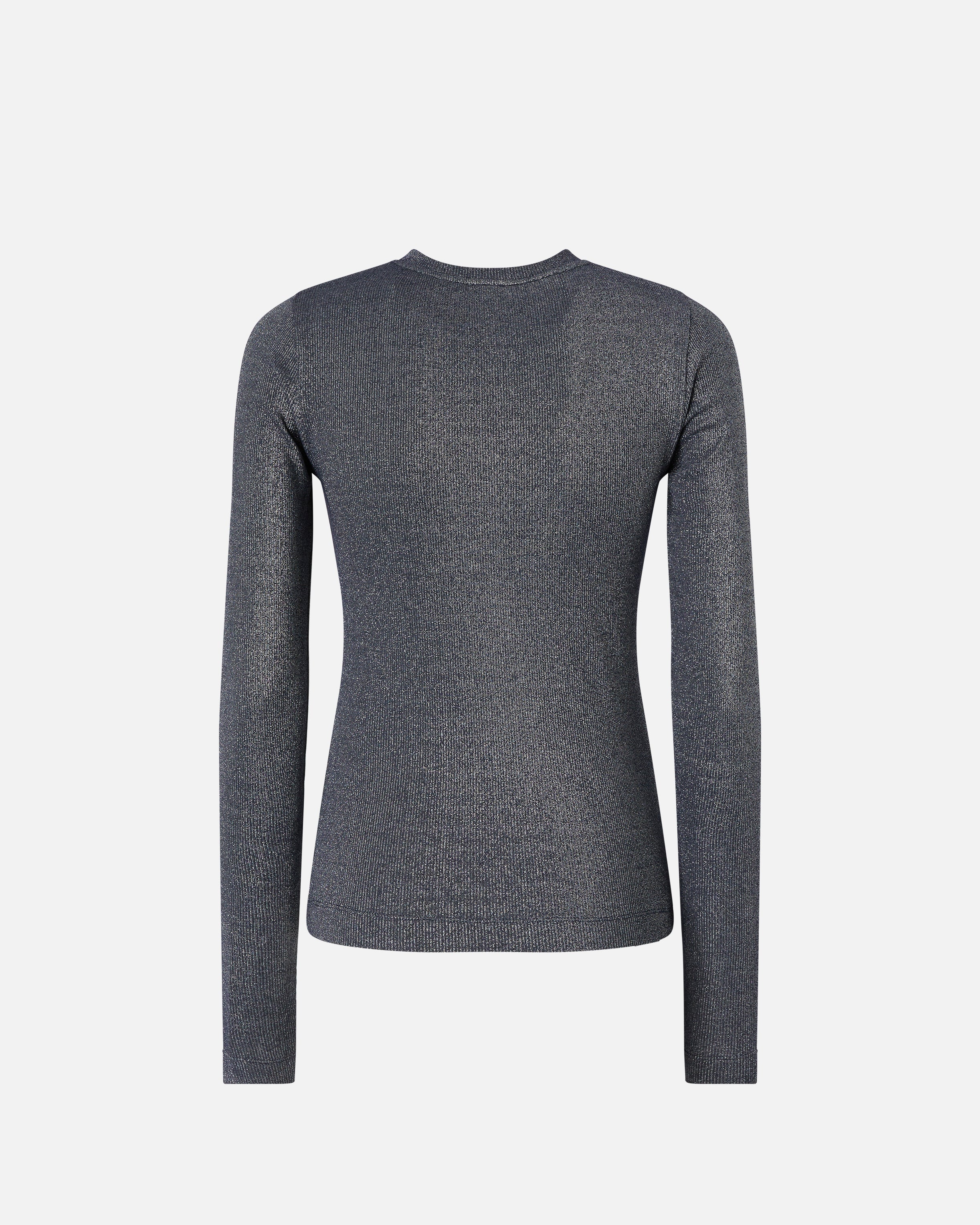 Maglia serafino metallizzata a costine 104651A2CQ EI2 PINKO Blue argento 