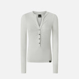 Maglia serafino metallizzata a costine 104651A2CQ I17 PINKO Argento-metallizzato 