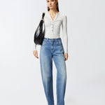 Maglia serafino metallizzata a costine 104651A2CQ I17 PINKO Argento-metallizzato 