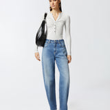 Maglia serafino metallizzata a costine 104651A2CQ I17 PINKO Argento-metallizzato 