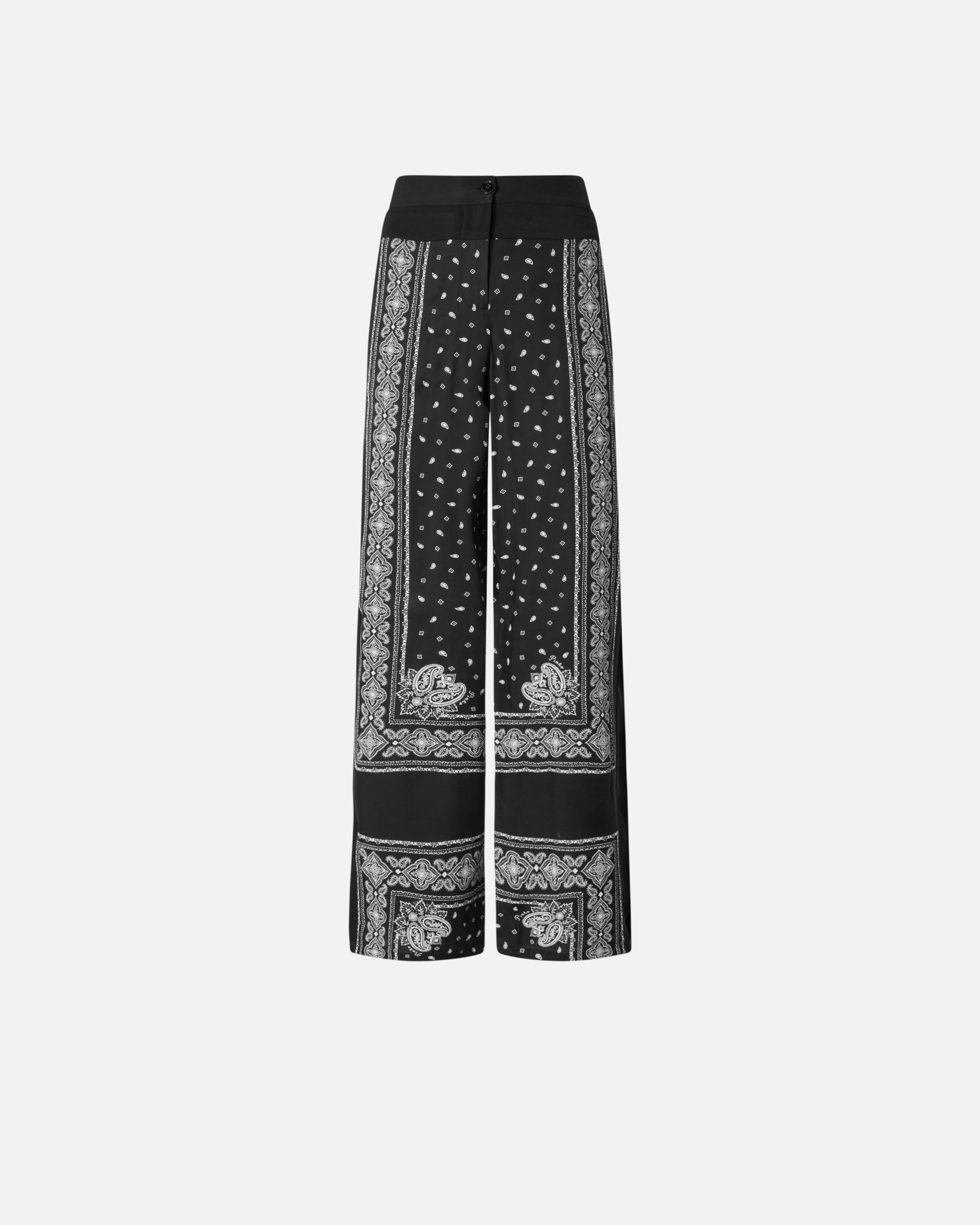 Pantaloni ampi leggeri stampa bandana 104663A2CK Z1T PINKO Nero/lime 