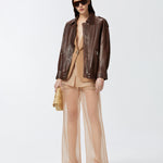 Giacca con rifiniture in tulle 104674A2EE L31 PINKO Marrone-tordo 