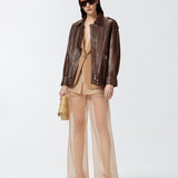 Giacca con rifiniture in tulle 104674A2EE L31 PINKO Marrone-tordo 