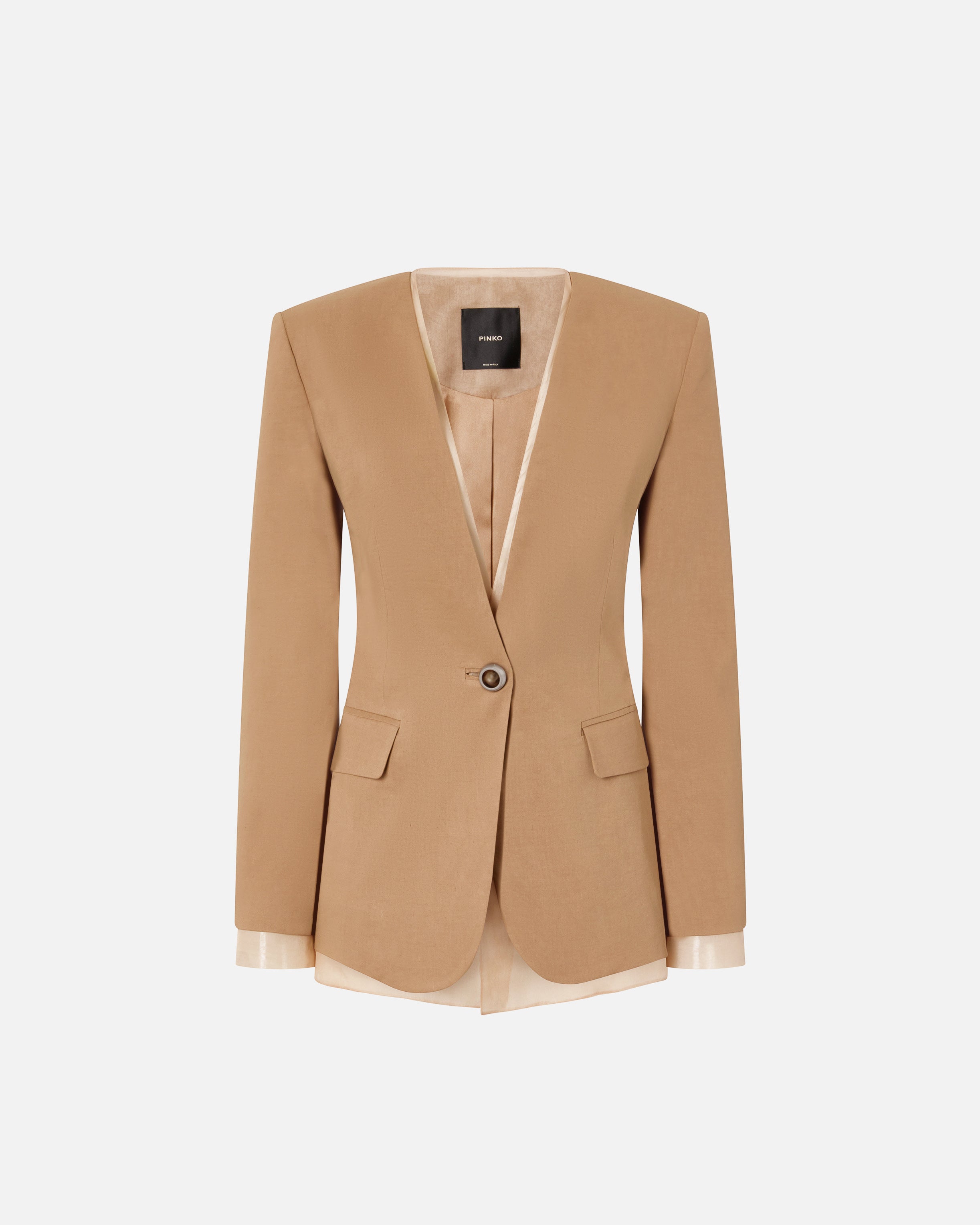 Giacca con rifiniture in tulle 104674A2EE L31 PINKO Marrone-tordo 