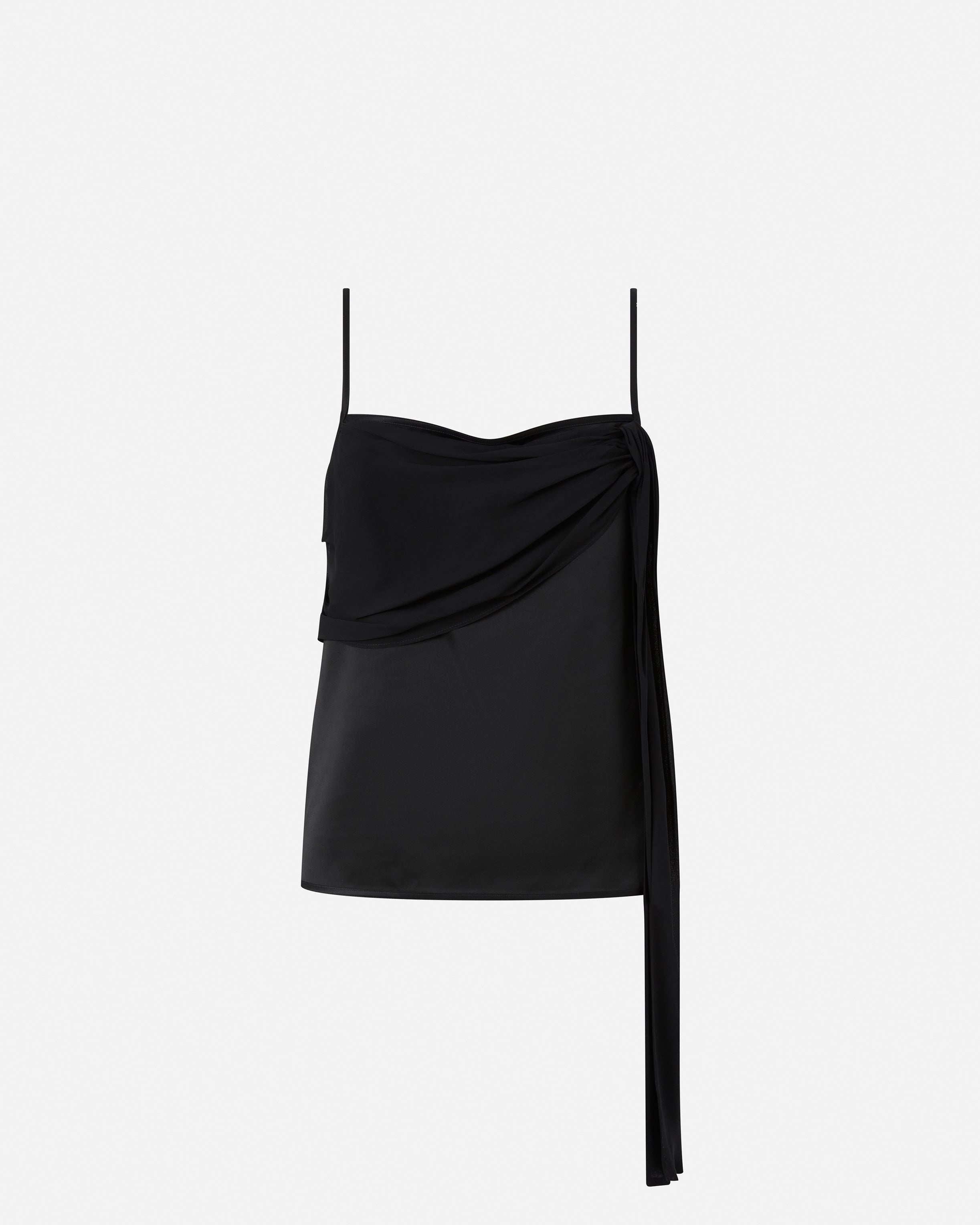 Top canottierina in satin con drappo leggero<BR/> 104684A2CO Z99 PINKO Nero limousine 