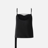 Top canottierina in satin con drappo leggero<BR/> 104684A2CO Z99 PINKO Nero limousine 