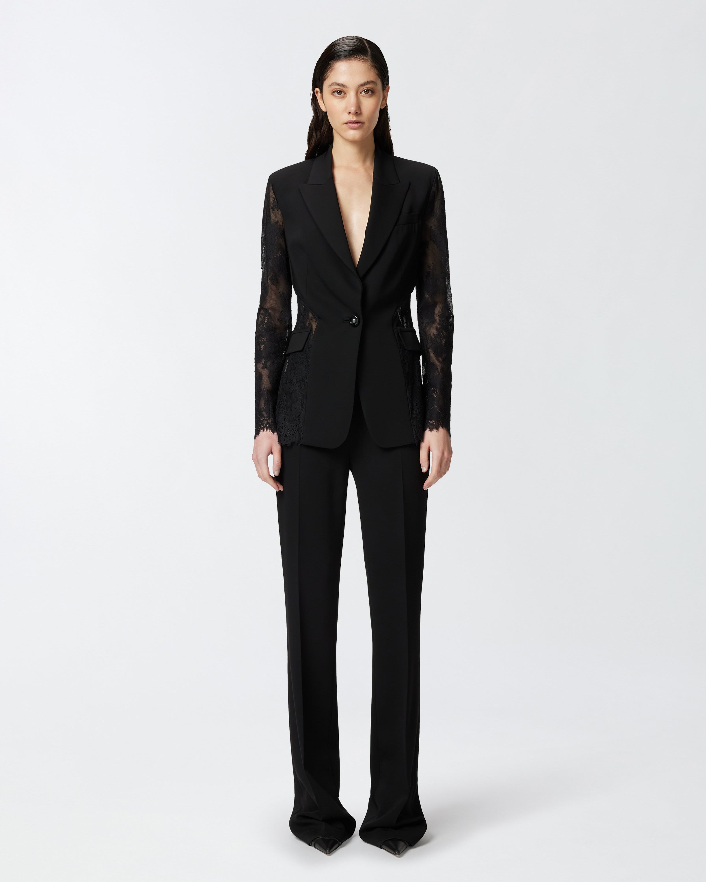 Pantaloni eleganti svasati in cady tecnico 104690A213 Z99 PINKO Nero limousine 