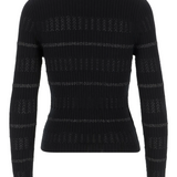 Maglia a costine con righe metallizzate 104735A2FC Z99 PINKO Nero limousine 