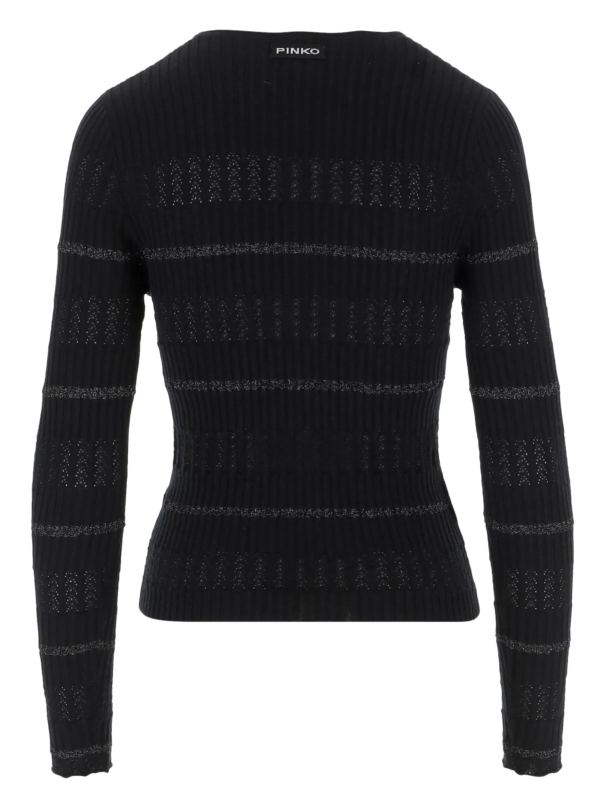 Maglia a costine con righe metallizzate 104735A2FC Z99 PINKO Nero limousine 