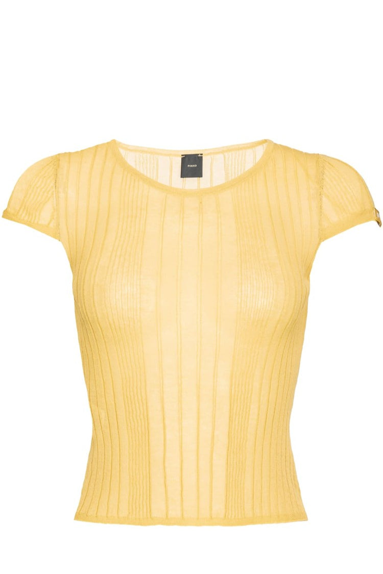 Maglia smanicata 104773A1ND C43 PINKO Giallo canna dindia 