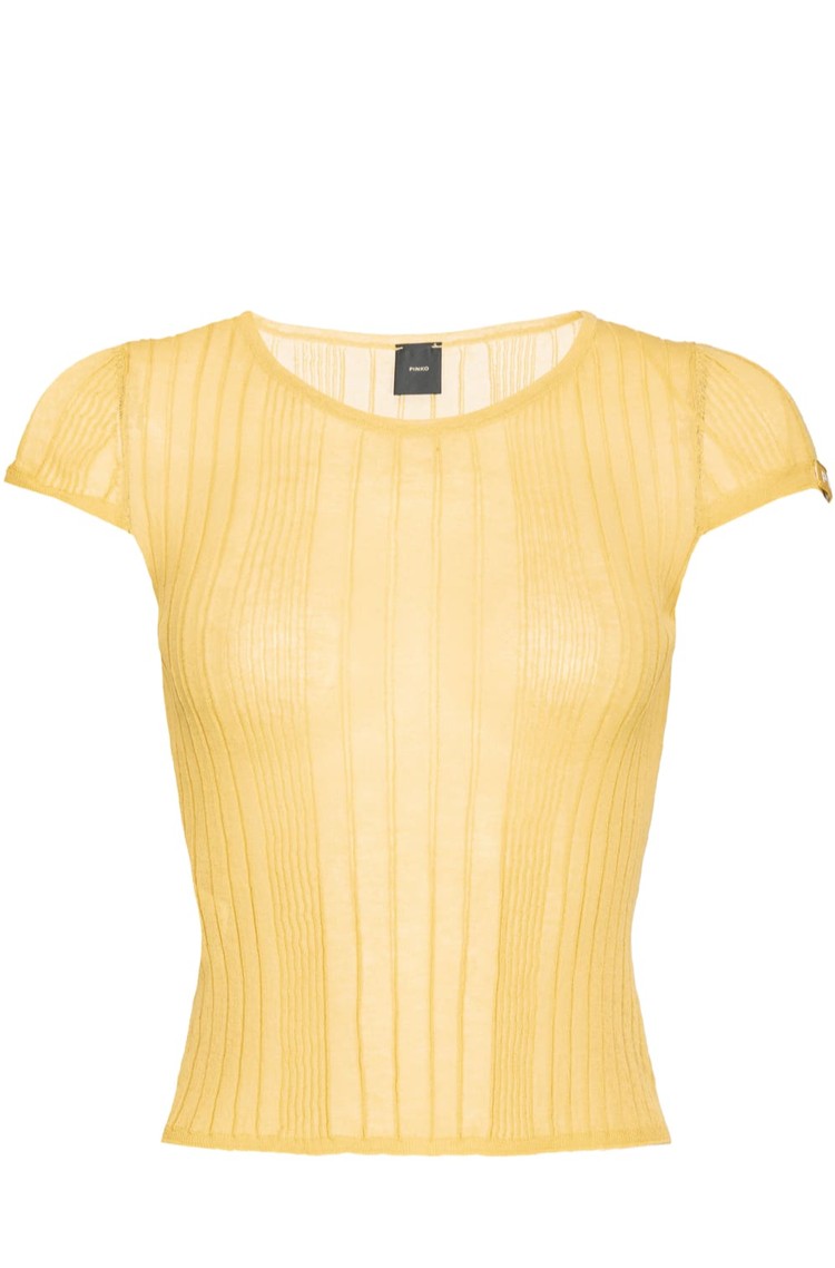 Maglia smanicata 104773A1ND C43 PINKO Giallo canna dindia 