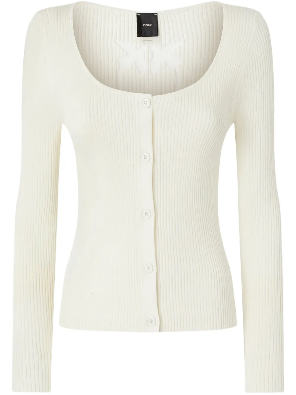 Cardigan corto con logo uccellini dietro 104810A1KW Z05 PINKO White 