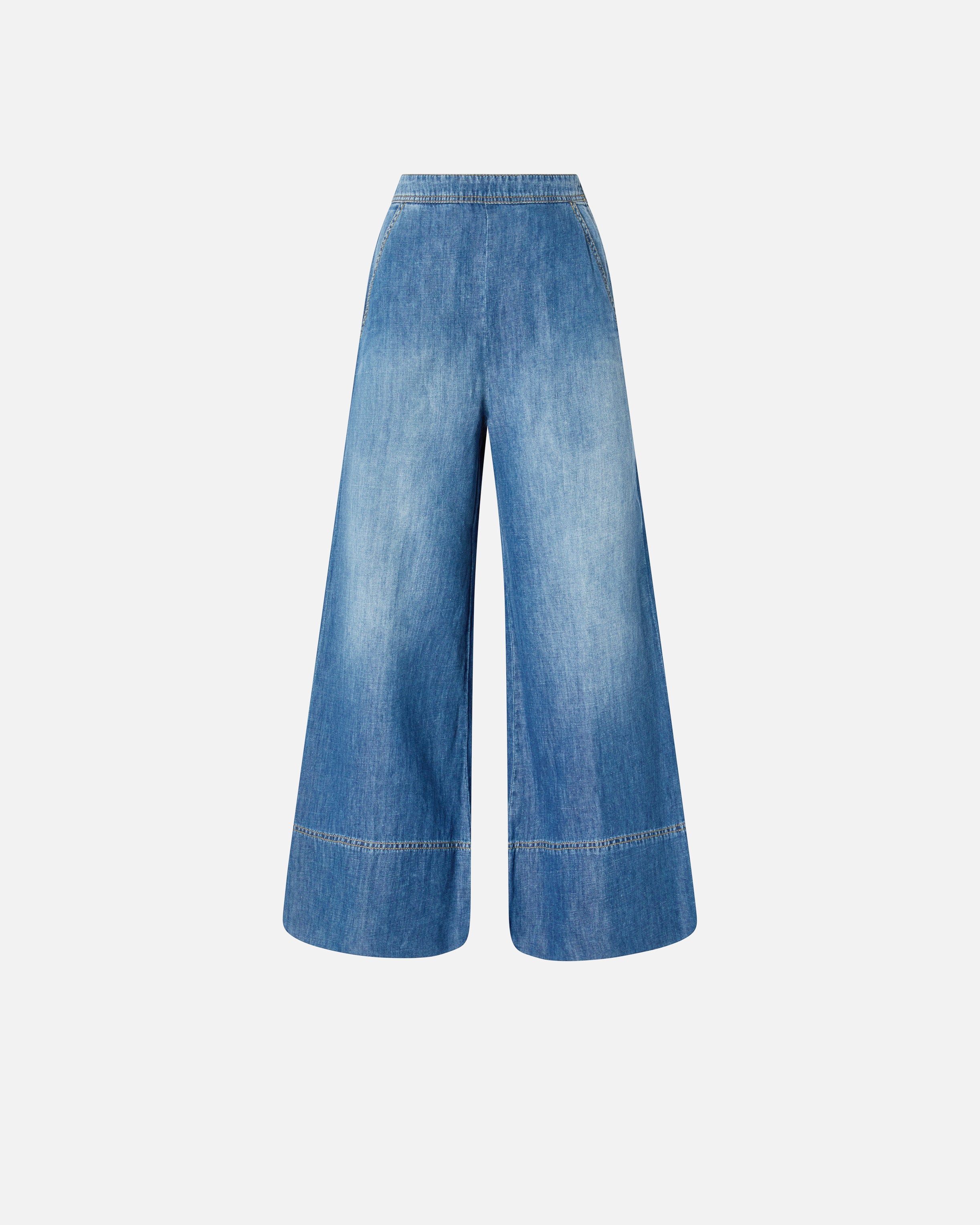 Jeans palazzo in denim misto lino 104823A2GQ PJC PINKO Lav. medio scuro 