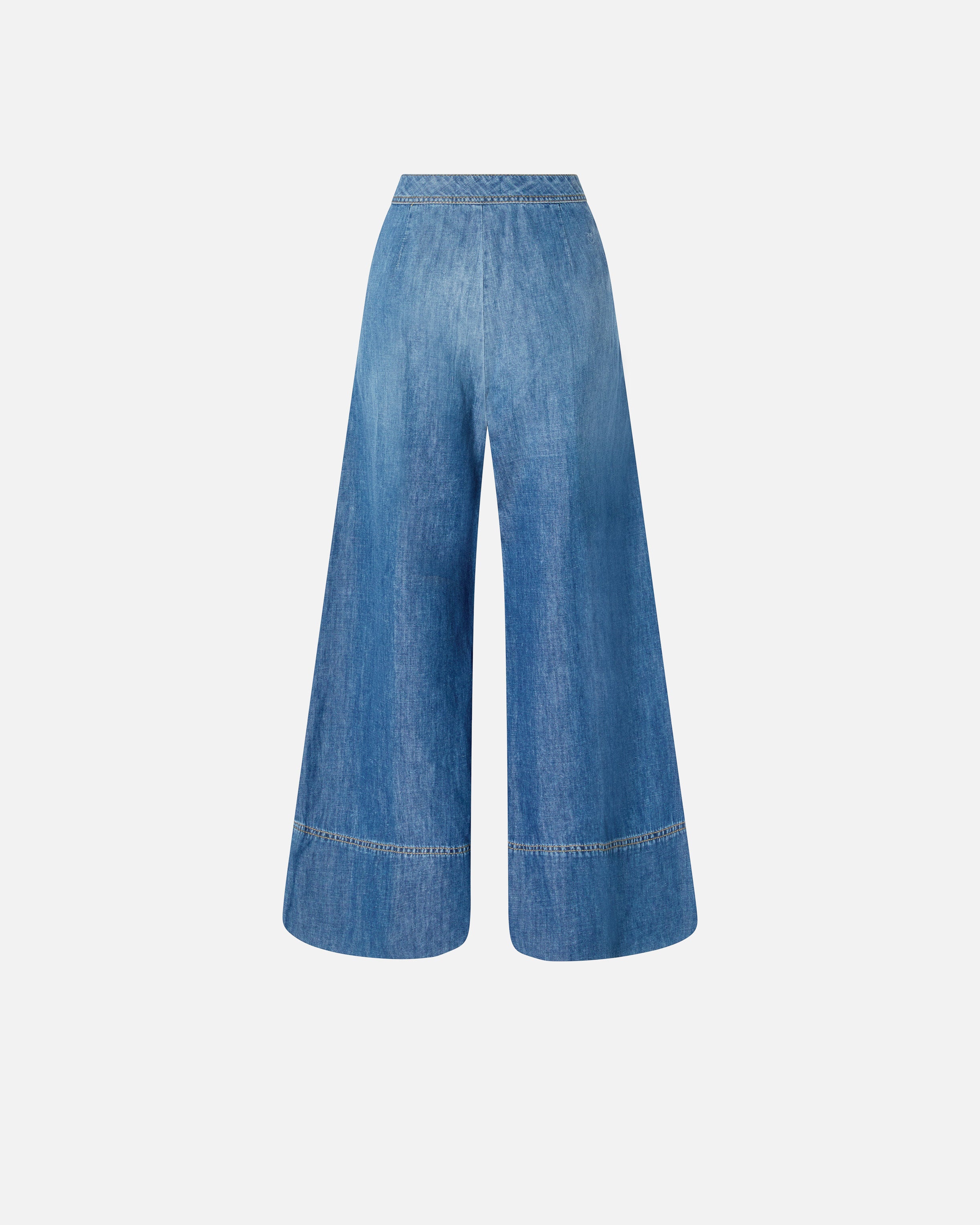 Jeans palazzo in denim misto lino 104823A2GQ PJC PINKO Lav. medio scuro 