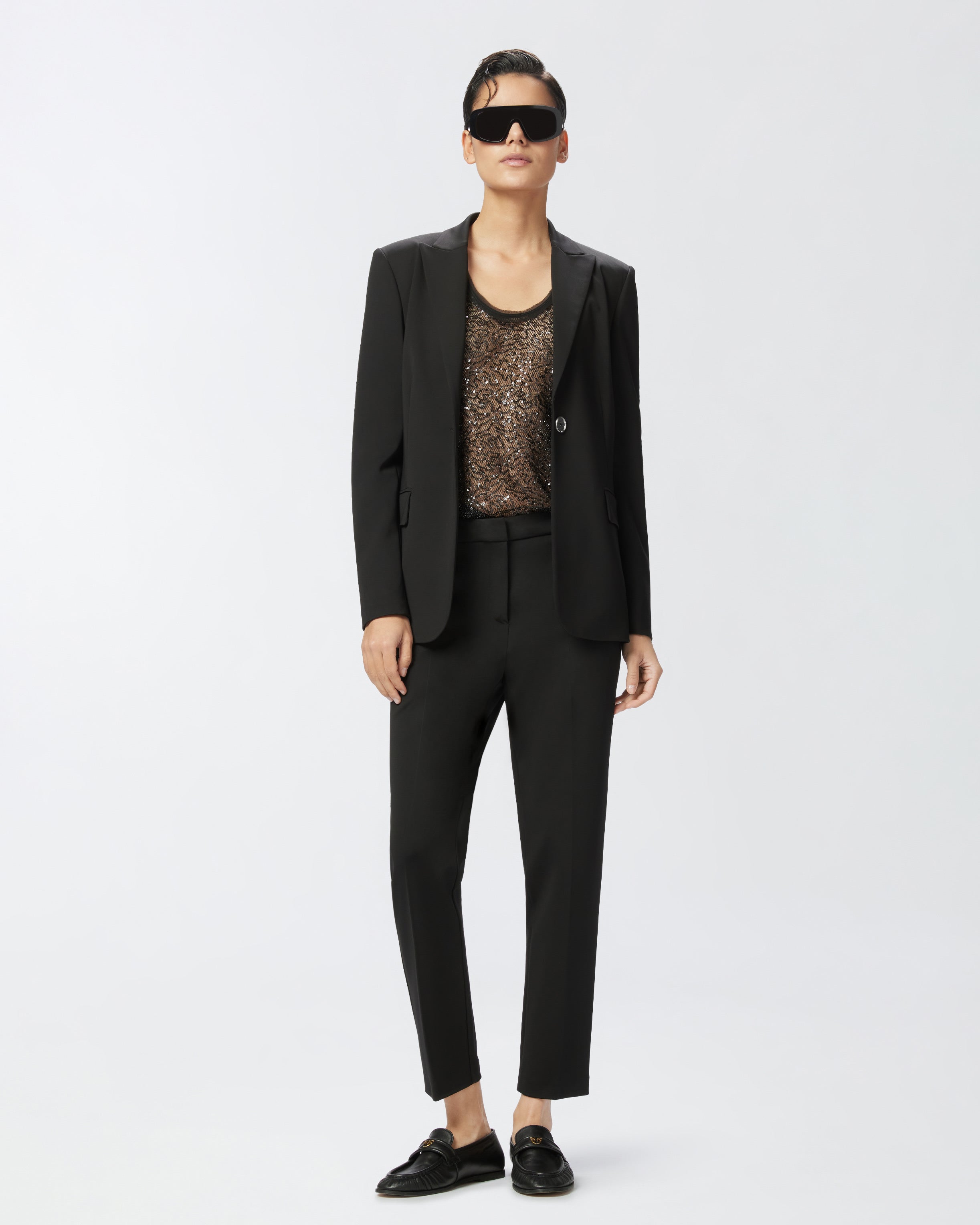 Blazer monopetto in viscosa effetto scuba 104903A1L3 Z99 PINKO Black 