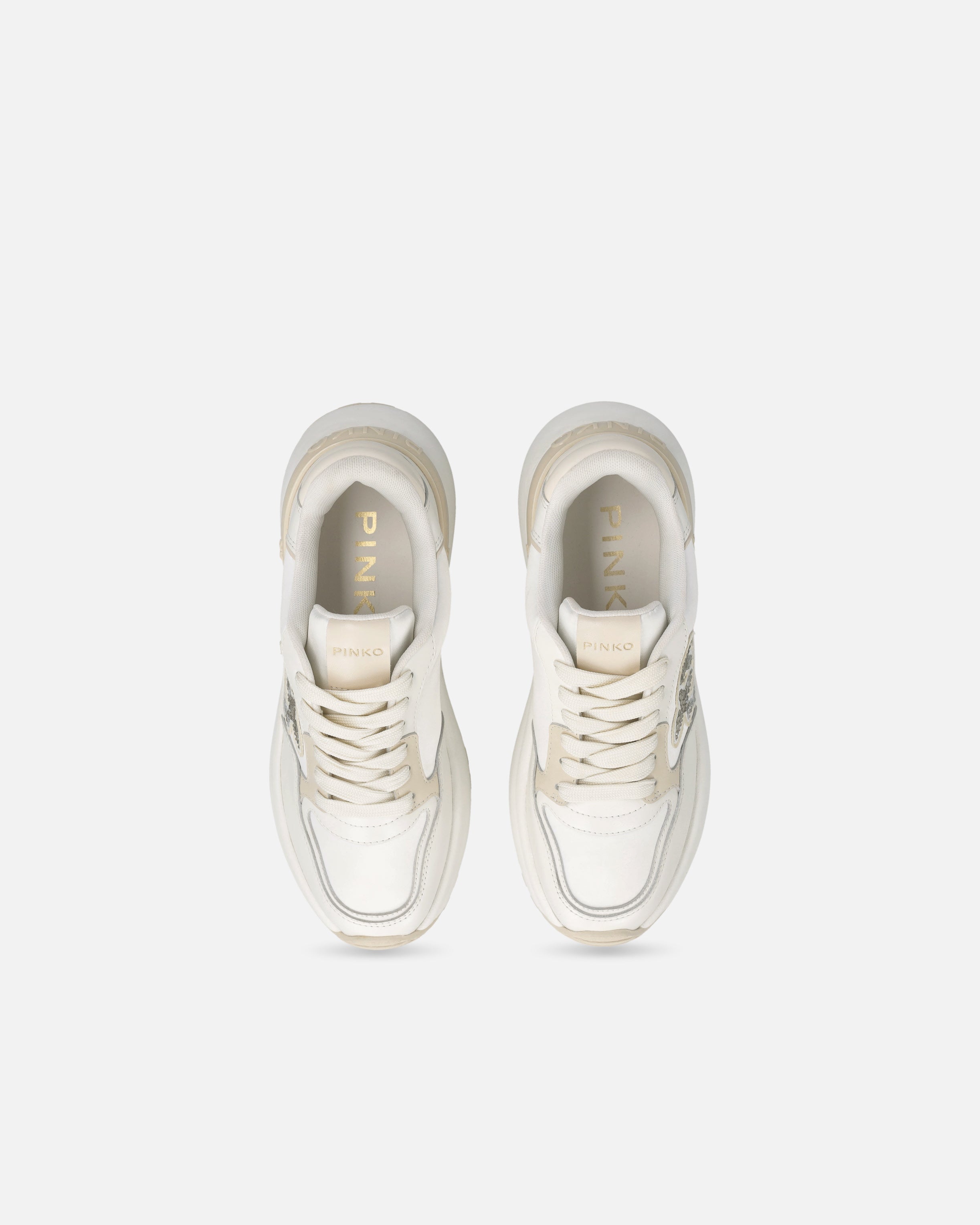 Sneaker chunky con satin e strass SS0055P073 DY7 PINKO Yougurt 