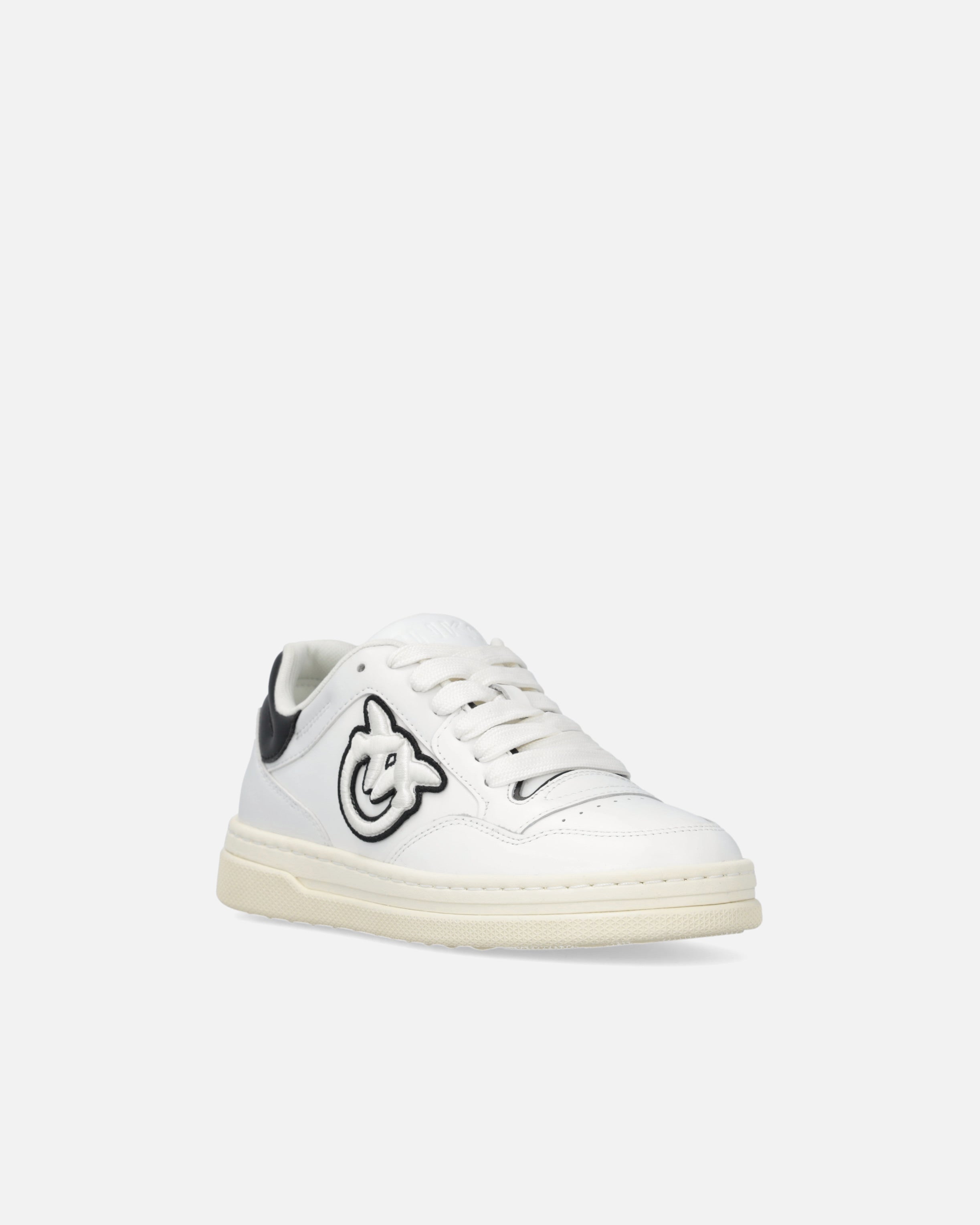Sneaker in pelle con logo bianco e nero SS0077P001 ZZ1 PINKO White/black 