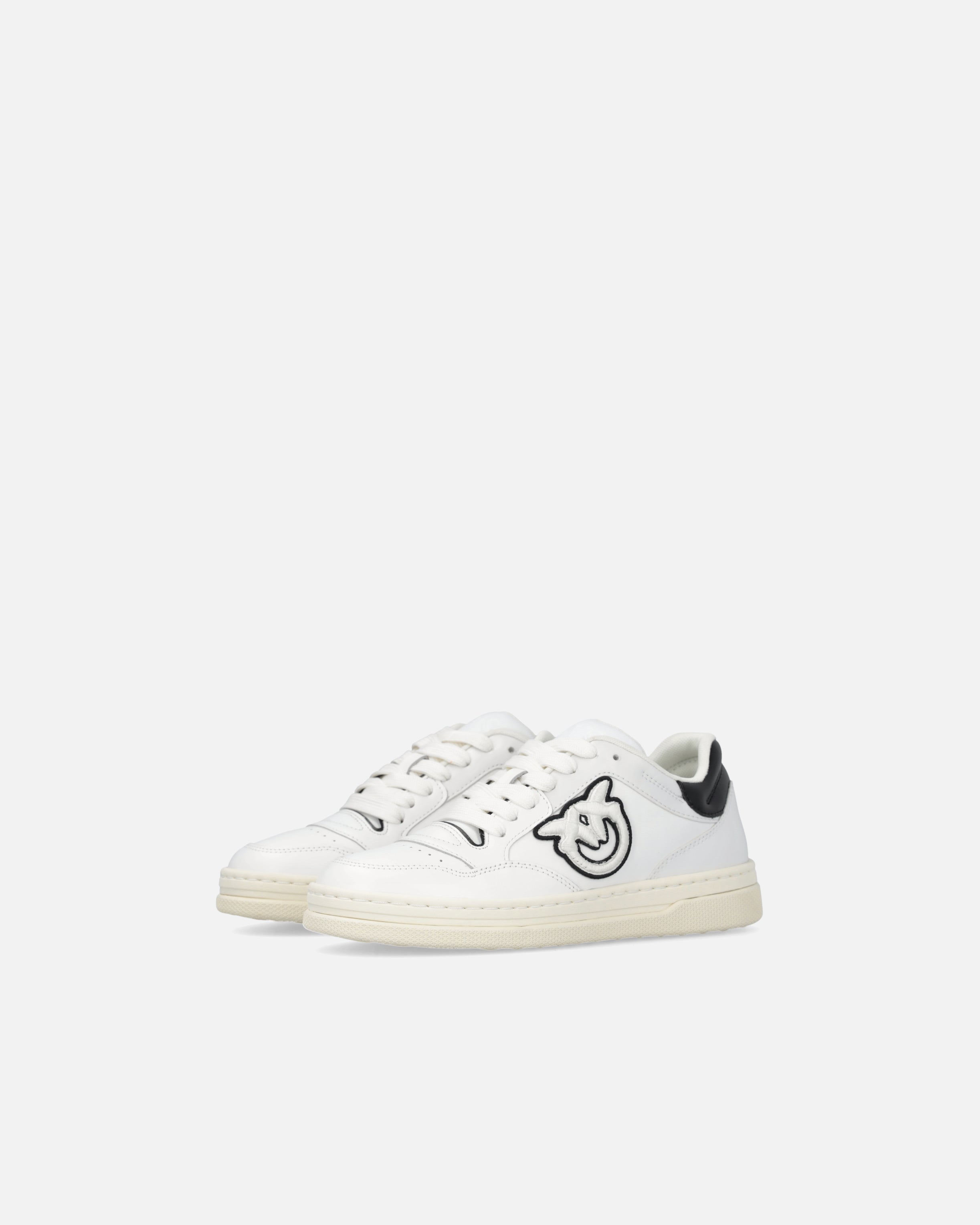 Sneaker in pelle con logo bianco e nero SS0077P001 ZZ1 PINKO White/black 