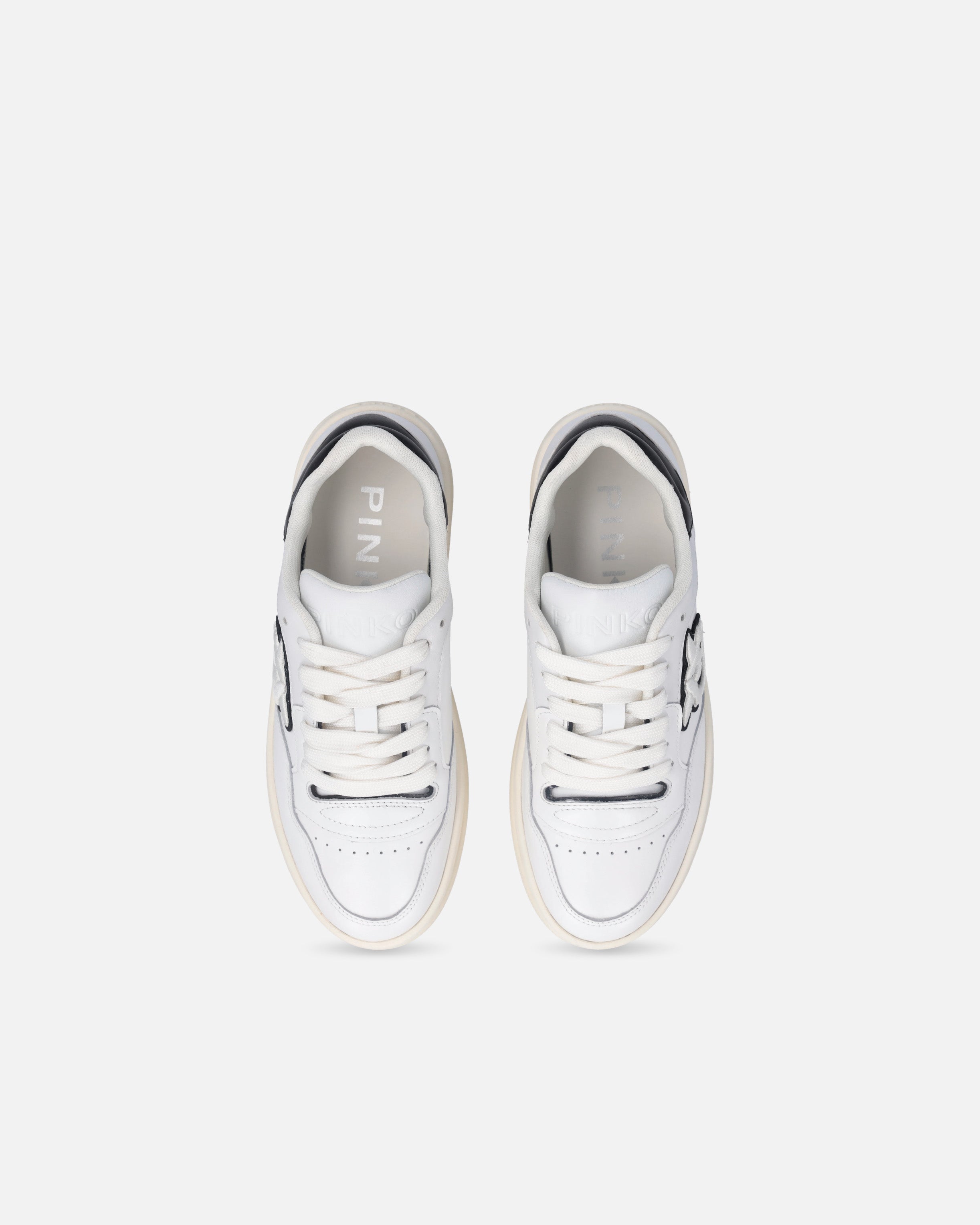 Sneaker in pelle con logo bianco e nero SS0077P001 ZZ1 PINKO White/black 