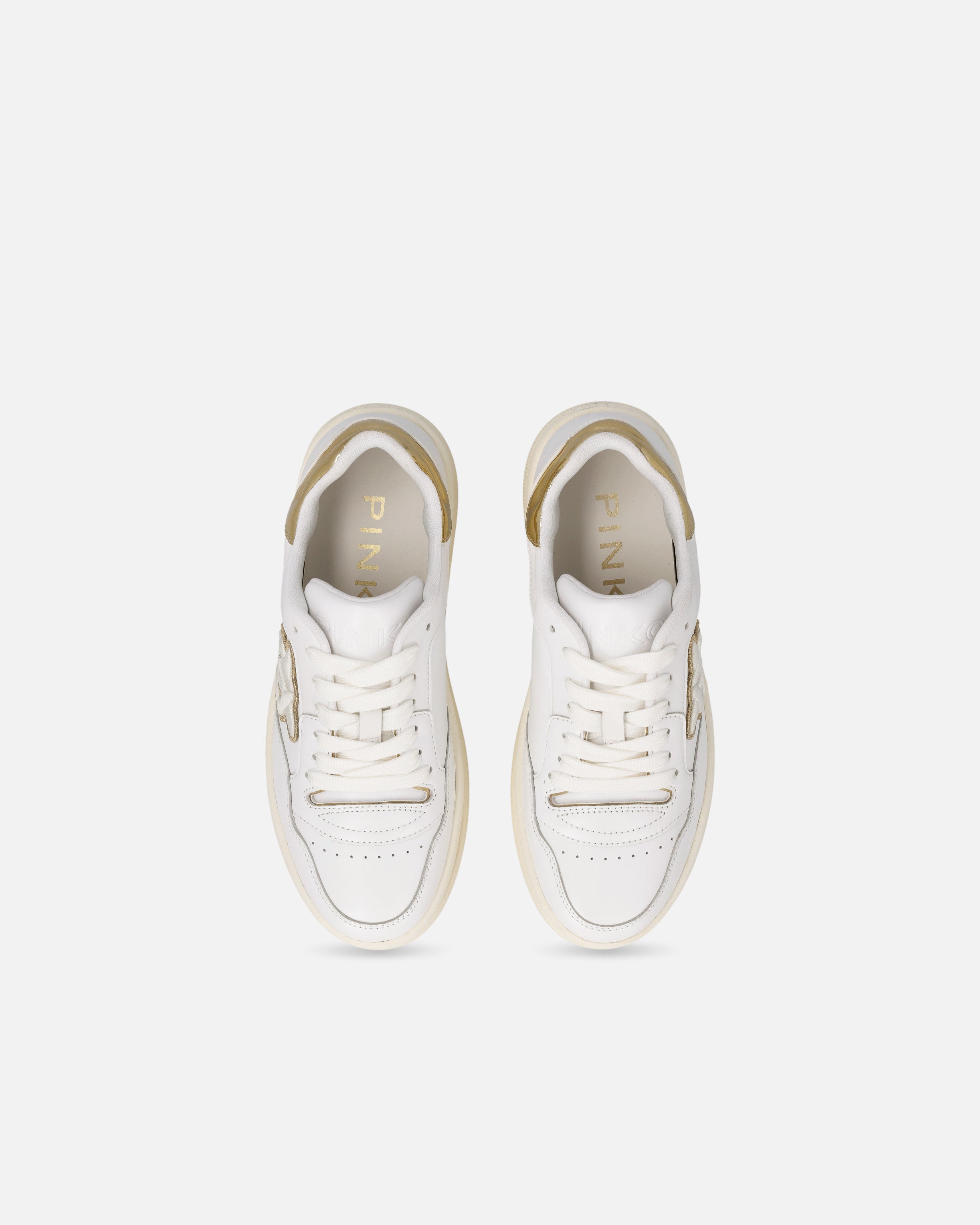 Sneaker in pelle con dettagli metallizzati SS0077P014 ZIA PINKO White/platinum 
