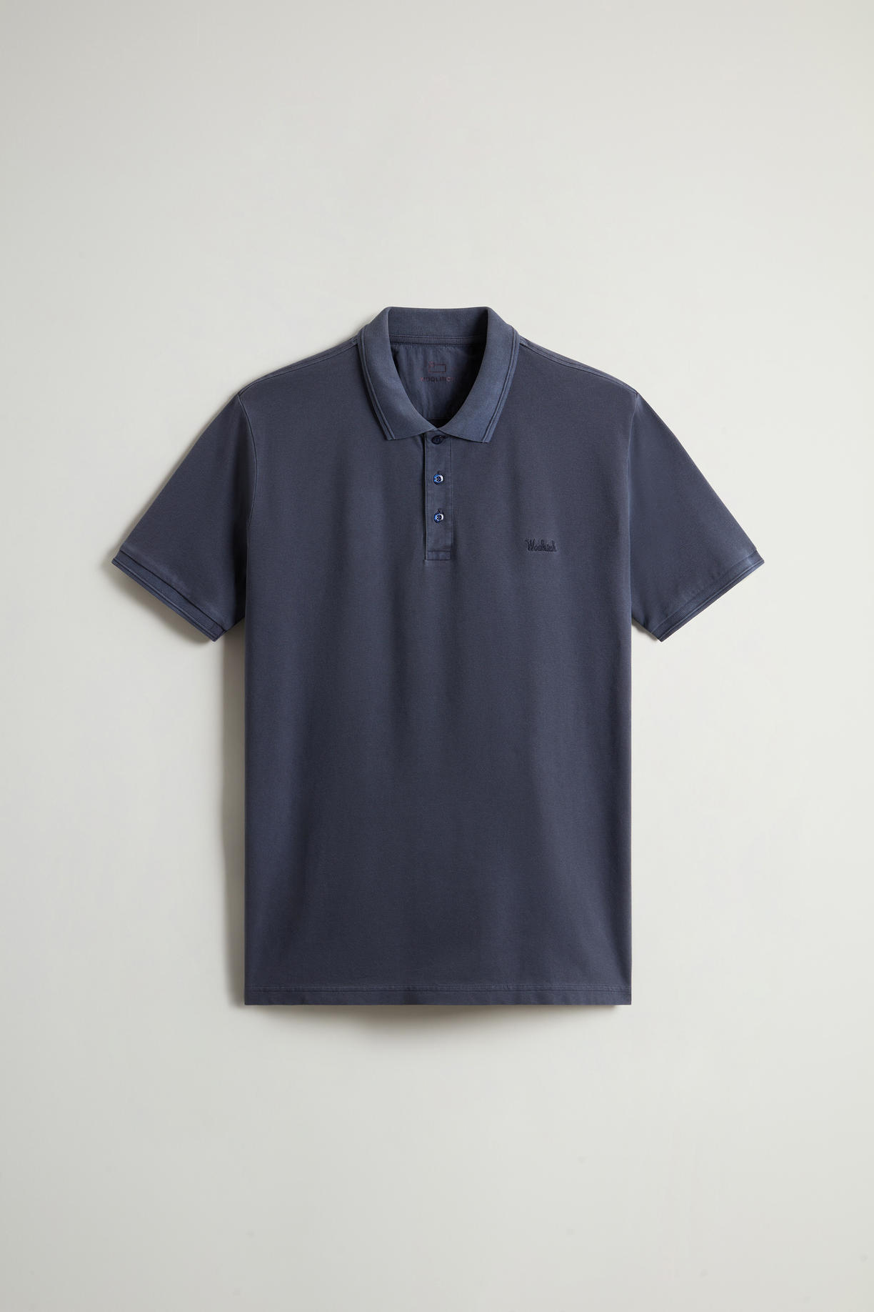 Polo Mackinack tinta in capo in piqué di cotone elasticizzato CFWOPO0065MRUT1483 3989 WOOLRICH Melton blue 