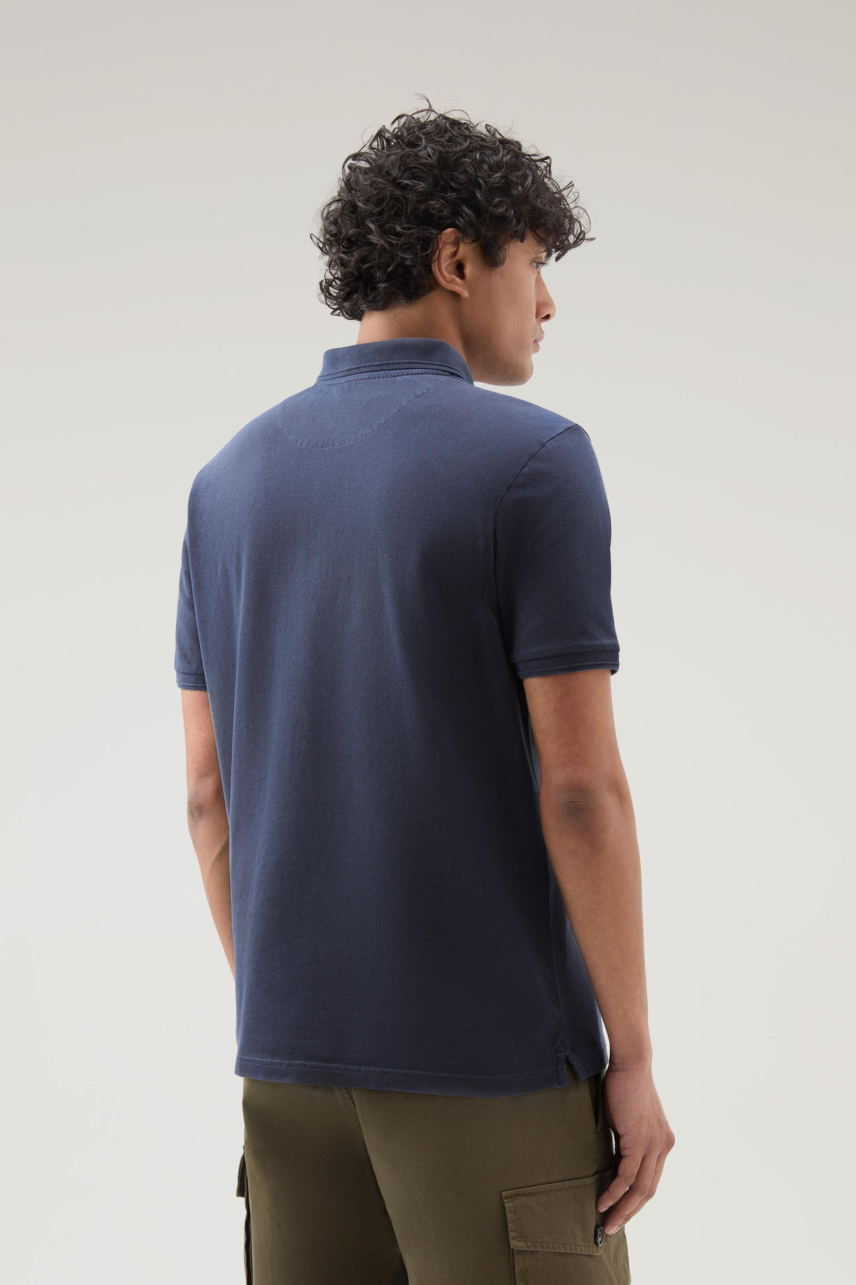 Polo Mackinack tinta in capo in piqué di cotone elasticizzato CFWOPO0065MRUT1483 3989 WOOLRICH Melton blue 