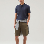 Polo Mackinack tinta in capo in piqué di cotone elasticizzato CFWOPO0065MRUT1483 3989 WOOLRICH Melton blue 